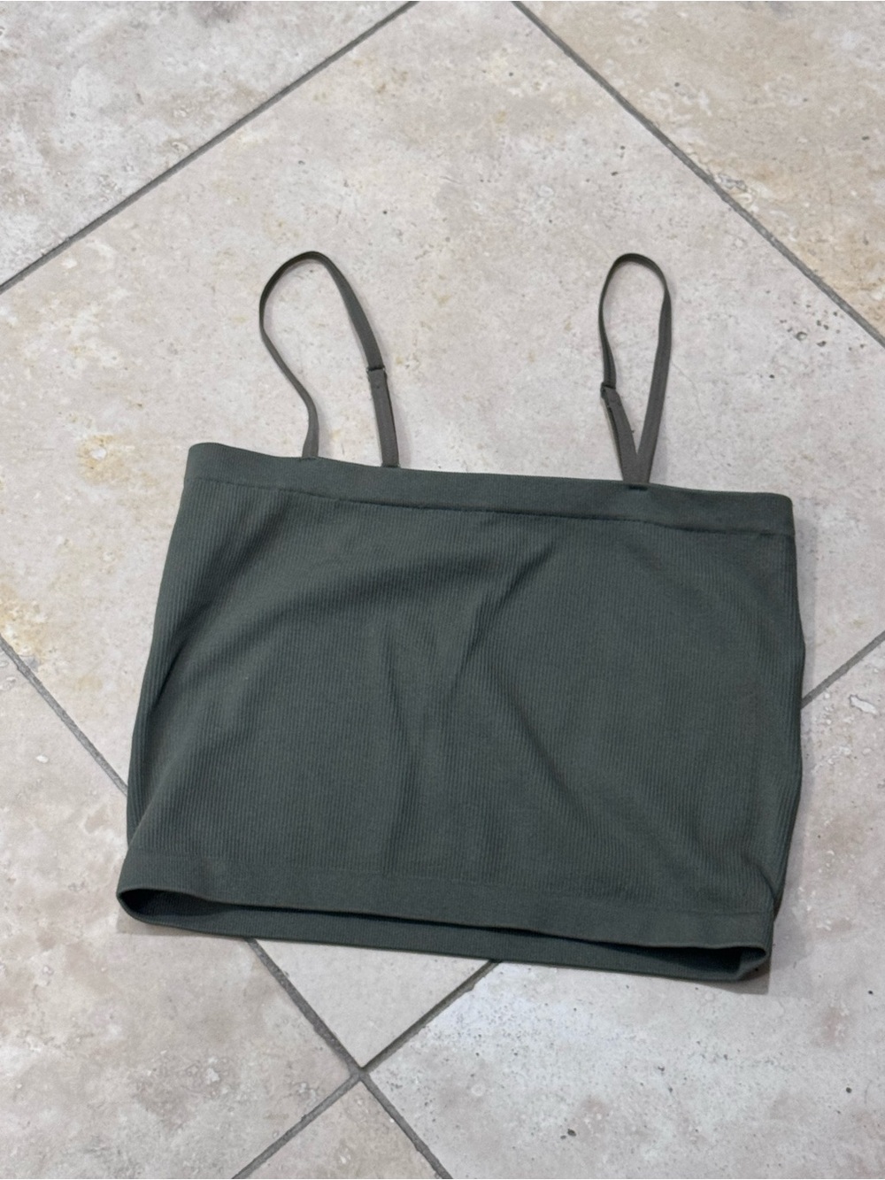 Bozzolo Olive Ribbed Crop Tank